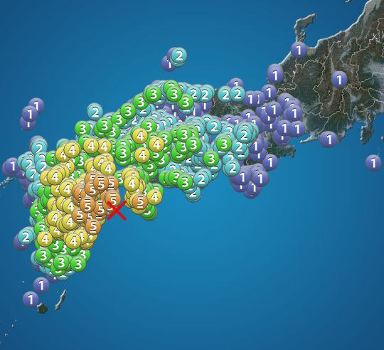 北京时间22日0时8分，日本日向滩发生里氏6.6级地震，震源深度45千米