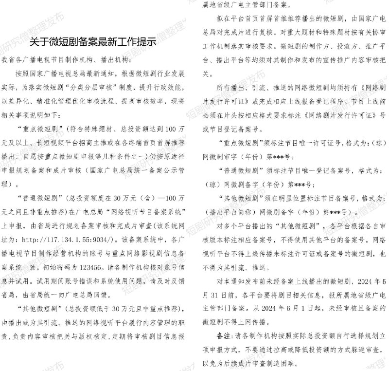 广电总局已出台网络微短剧备案新规