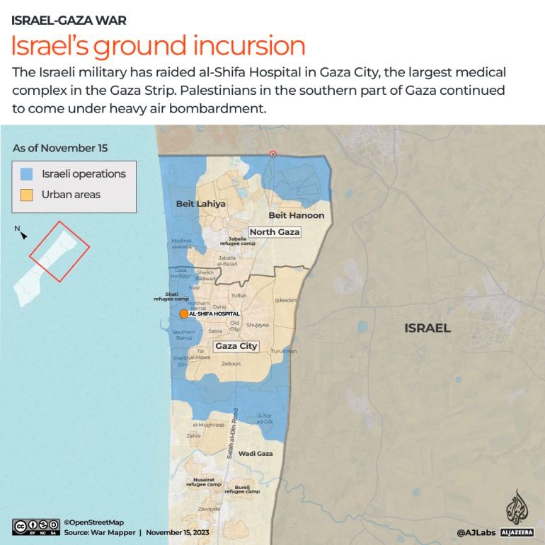 以色列军队15日突袭加沙地带最大医院希法医院