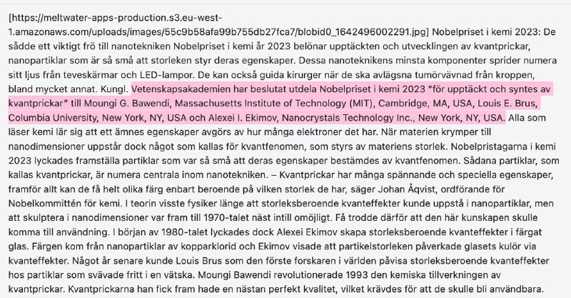 瑞典皇家科学院在诺贝尔化学奖公布数小时前发出了一封写有获奖者和获奖理由的邮件
