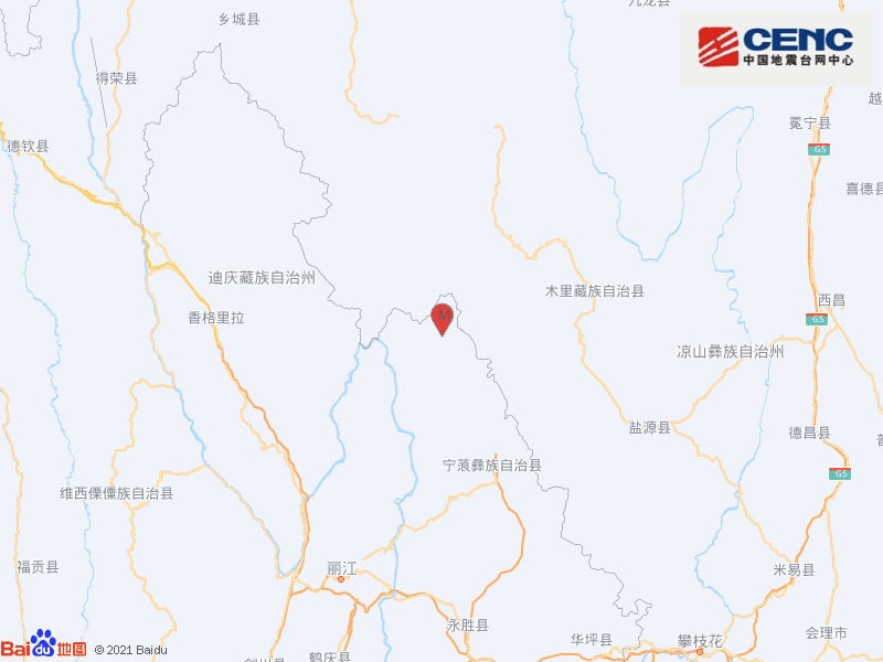 中国地震台网正式测定，01月02日15时02分在云南丽江市宁蒗县（北纬27.79度，东经100.65度）发生5.5级地震，震源深度10千米
