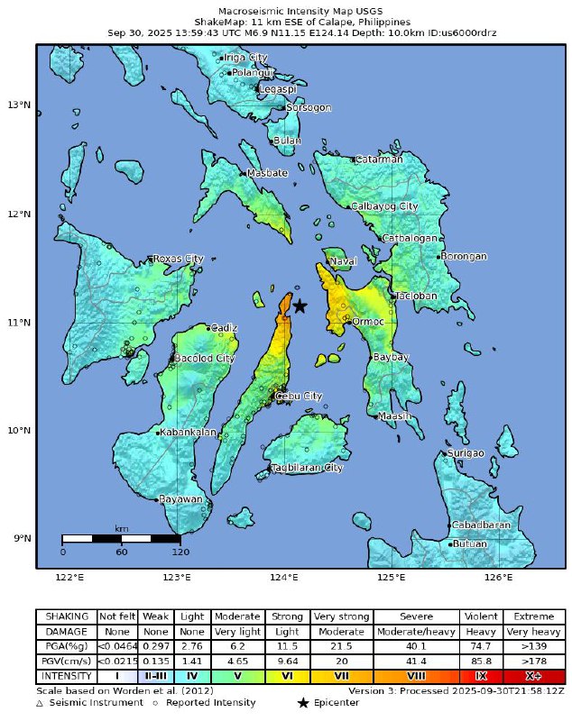 菲律宾中部宿务省附近海域30日21