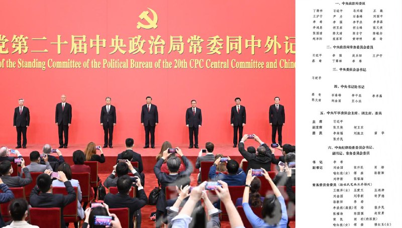 中共二十届一中全会10月23日选举出中央政治局常委