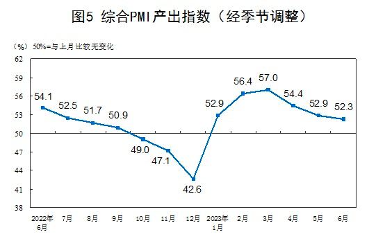 6月份，中国制造业采购经理指数（PMI）为49.0%，比上月上升0.2个百分点