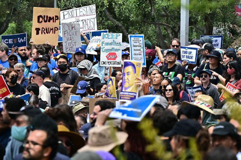 洛杉矶等多地反对移民与海关执法局（ICE）的抗议活动仍在持续